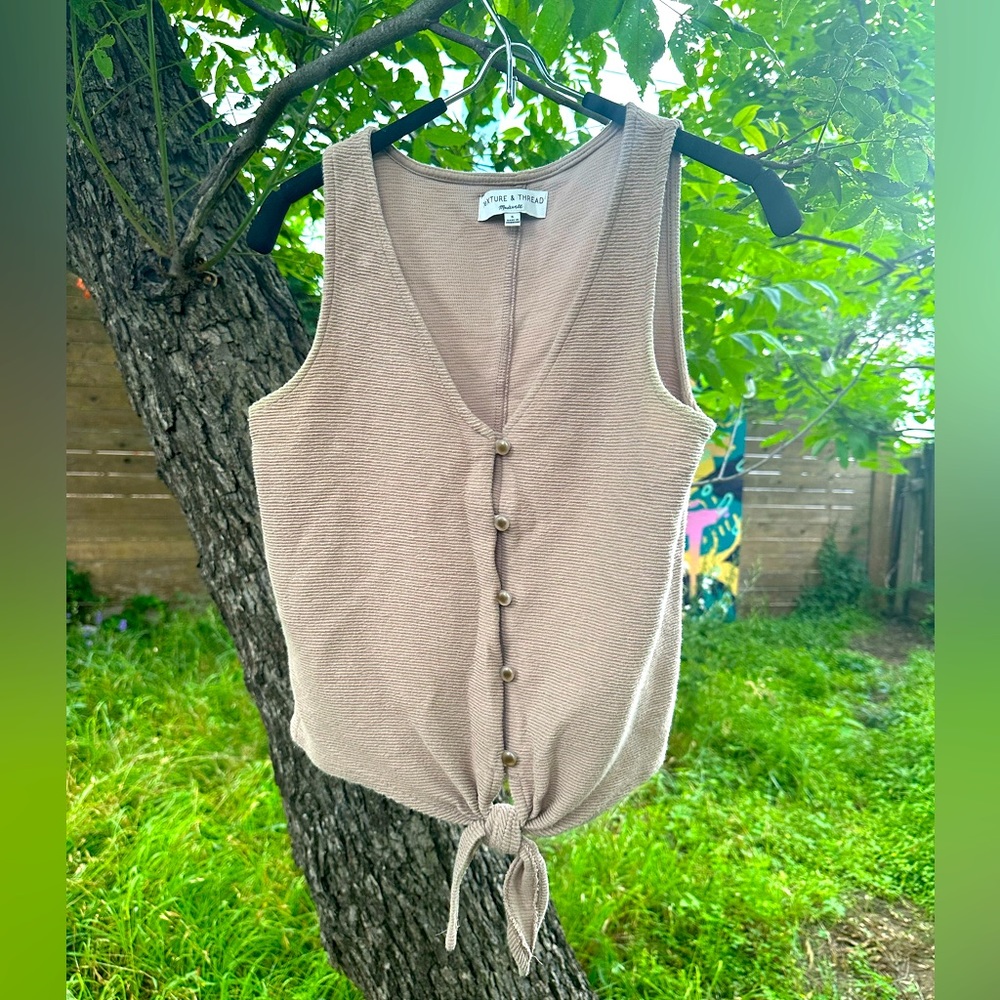 Madewell Texture & Thread Sleeveless Top Tank Tan size Small
